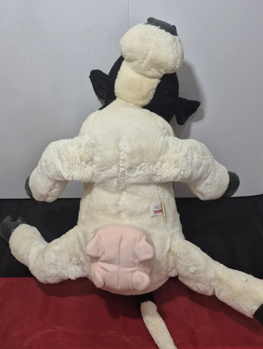 Vintage LL Bean Plush Stuffed Large Cow Black White 21”x18”